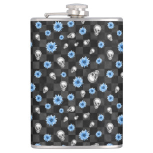 Blue Skulls and Sunflower Series Design 12 Hip Flask