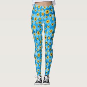 Blue Skulls and Sunflower Series Design 8  Leggings