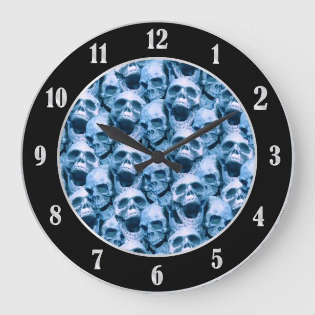 Blue Skulls Large Clock (Front)