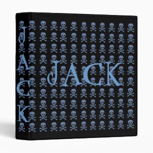 Blue Skulls on Black Binder