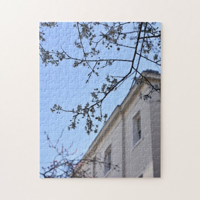 Blue Sky and Cherry Blossoms, Chelsea, London UK Jigsaw Puzzle (Vertical)