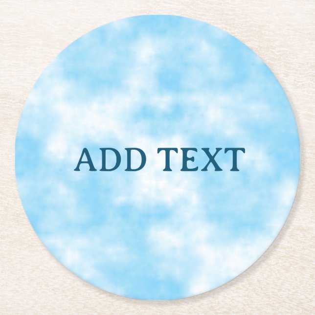 Blue Sky and Cloud Art Custom Round Paper Coaster (Front)