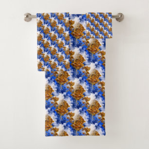 Blue Sky And Clouds Abstract Art Pattern Bath Towel Set