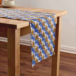 Blue Sky And Clouds Abstract Art Pattern Short Table Runner