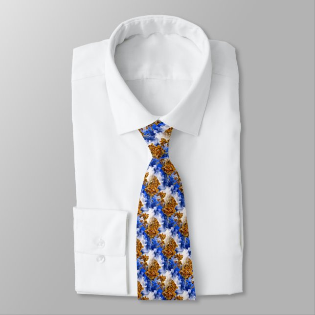 Blue Sky And Clouds Nature Art Pattern     Tie (Tied)