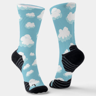 Blue Sky and Clouds Pattern Socks