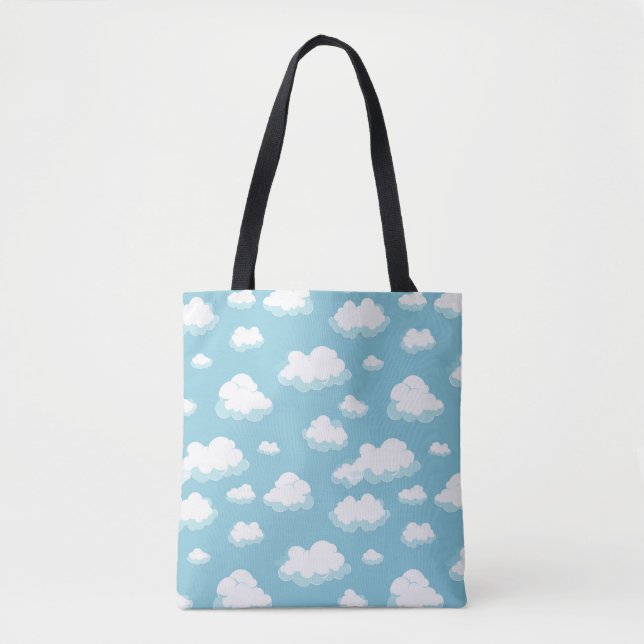Blue Sky and Clouds Pattern Tote Bag (Front)