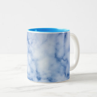 blue sky and clouds Two-Tone coffee mug