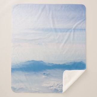 Blue sky and mountains view from airplane stylized sherpa blanket