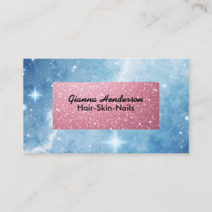 Blue Sky And Pink Flashy Shiny Business Card