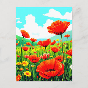 Blue Sky and Poppies Postcard