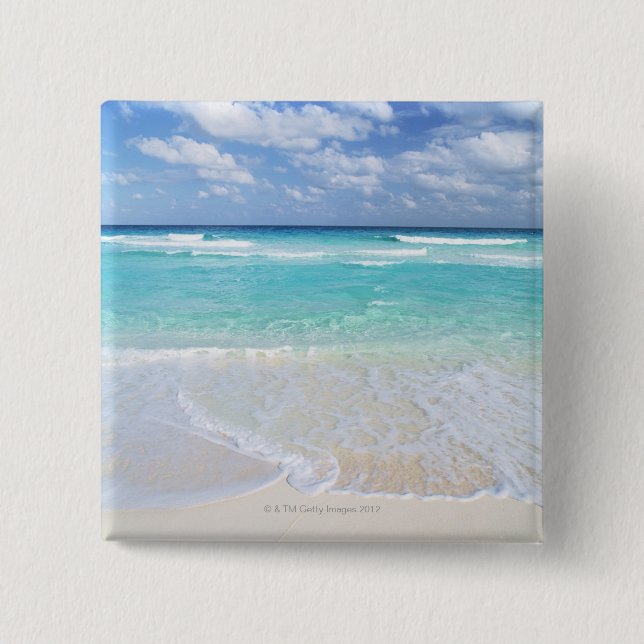 Blue sky and sea 13 2 inch square button (Front)