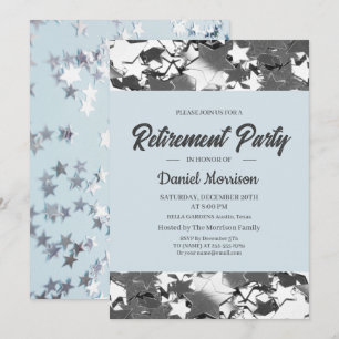 Blue sky and silver stars Retirement Party 2024 Invitation