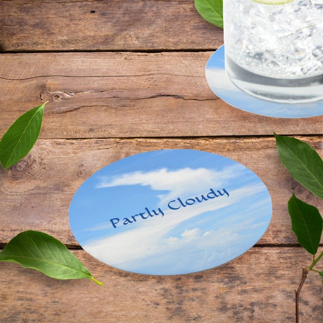 Blue Sky and White Cloud with a Twist Customizable Round Paper Coaster (Creator Uploaded)