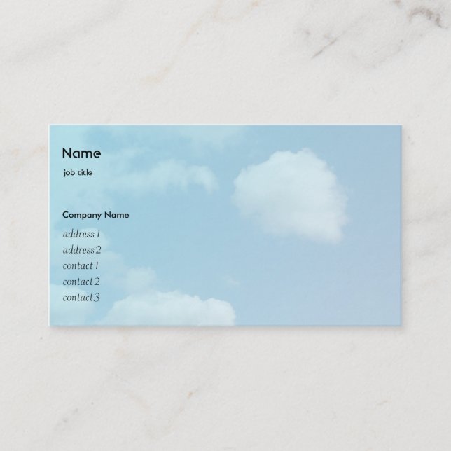 blue sky and white clouds business card (Front)