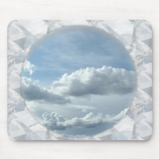 Blue sky and white clouds in frame mouse pad