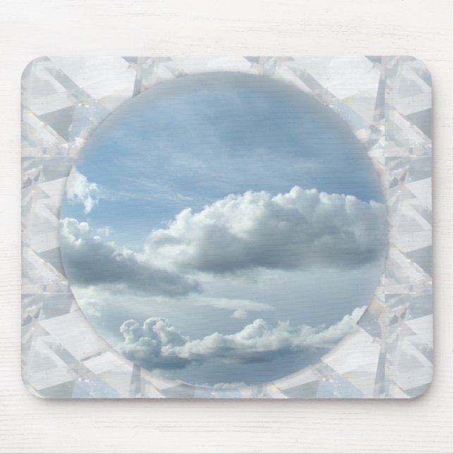 Blue sky and white clouds in frame mouse pad (Front)