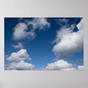 blue sky and white clouds poster