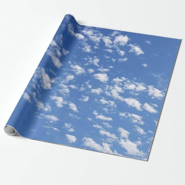 Blue Sky and White Clouds wrapping paper (Unrolled)