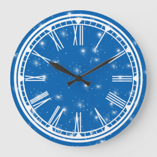 Blue Sky and White Stars Wall Clock