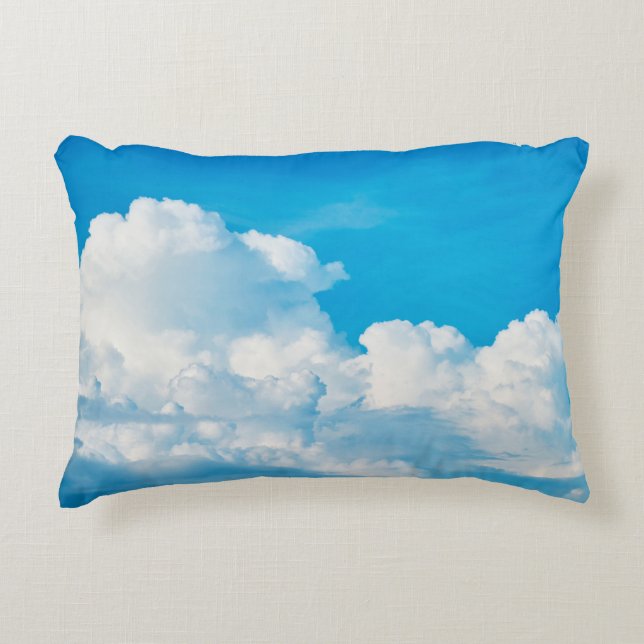 Blue sky background clouds white accent pillow (Front)