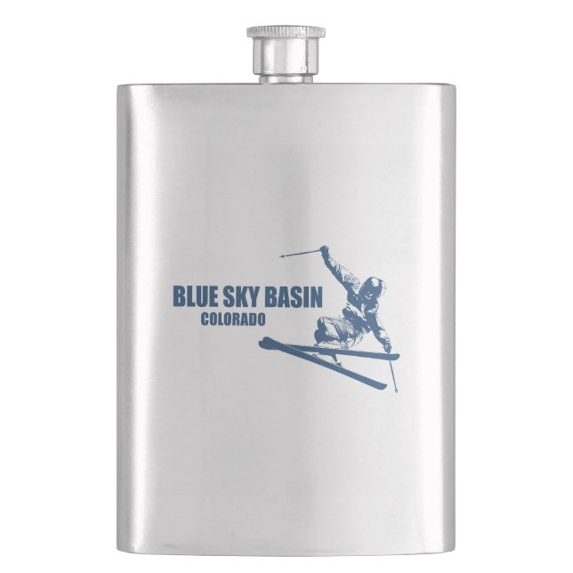 Blue Sky Basin Colorado Skier Hip Flask (Front)