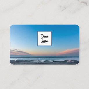Blue sky beach sunset ocean travel agent with logo business card