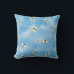 Blue Sky Bees Throw Pillow<br><div class="desc">Bees fly to find a new home. Looking after each other & enjoying life.</div>