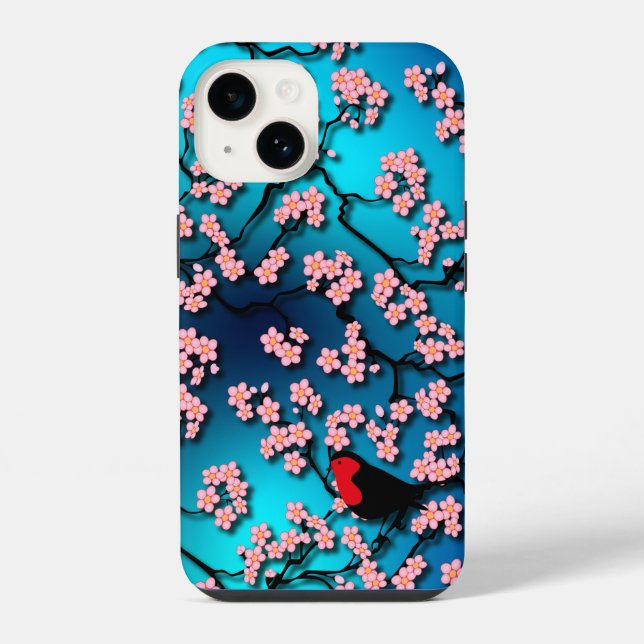 Blue Sky Bird Cherry Blossom iPhone Case (Back)