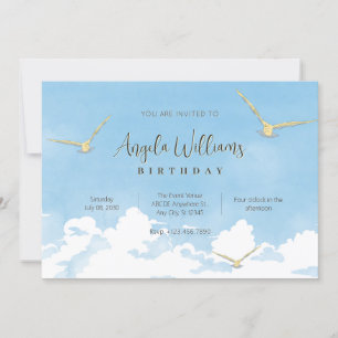 Blue sky bird flying invitation