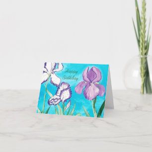 Blue Sky Birthday Card with Iris