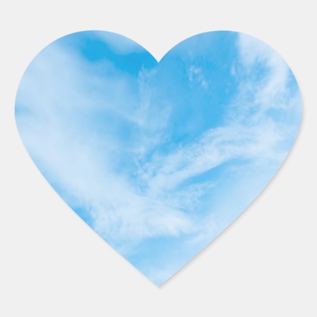 Blue Sky Blank Template Nature White Clouds Heart Sticker (Front)