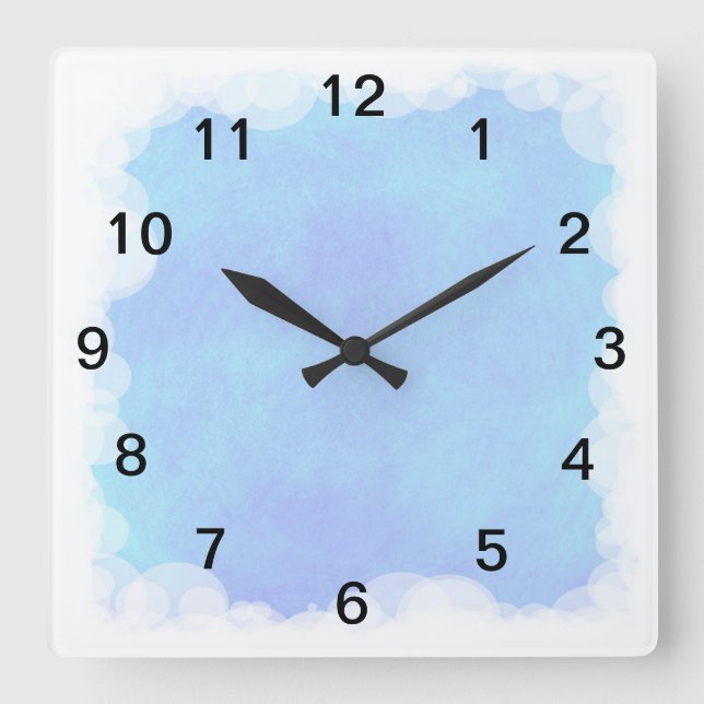 Blue Sky Bubbles and Clouds Wall Clock (Front)