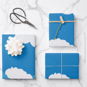Blue Sky Cloud Wrapping Paper Sheet