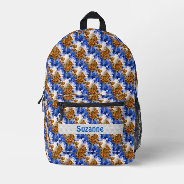 Blue Sky Clouds Abstract Pattern Personalized   Printed Backpack (Front)