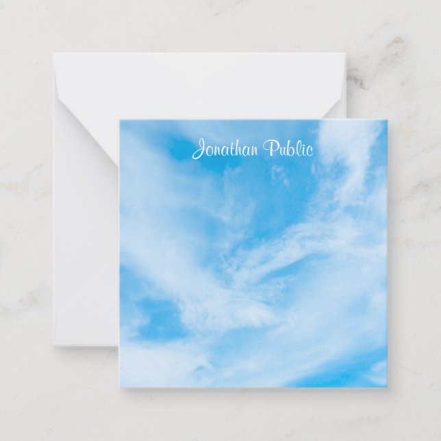 Blue Sky Clouds Calligraphy Script Text Template (Front)