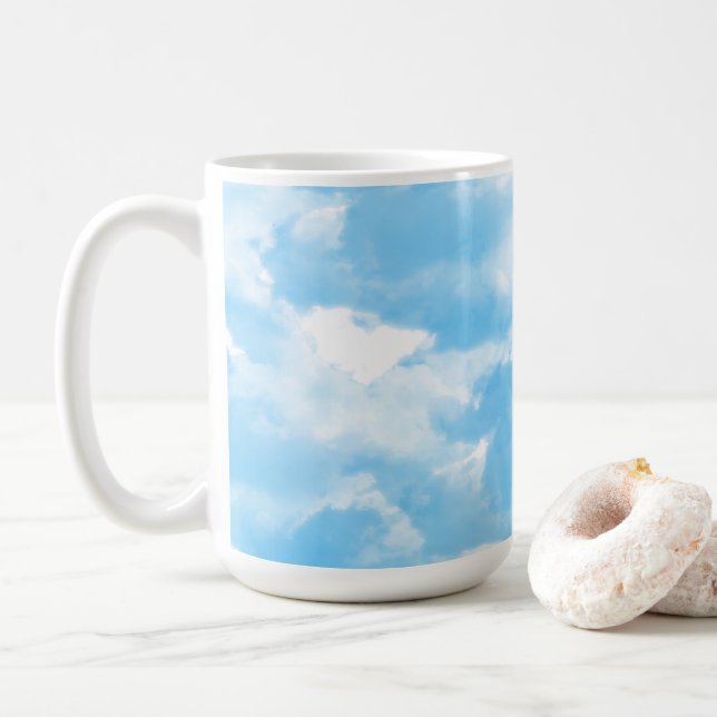 Blue Sky Clouds Coffee Mug (With Donut)