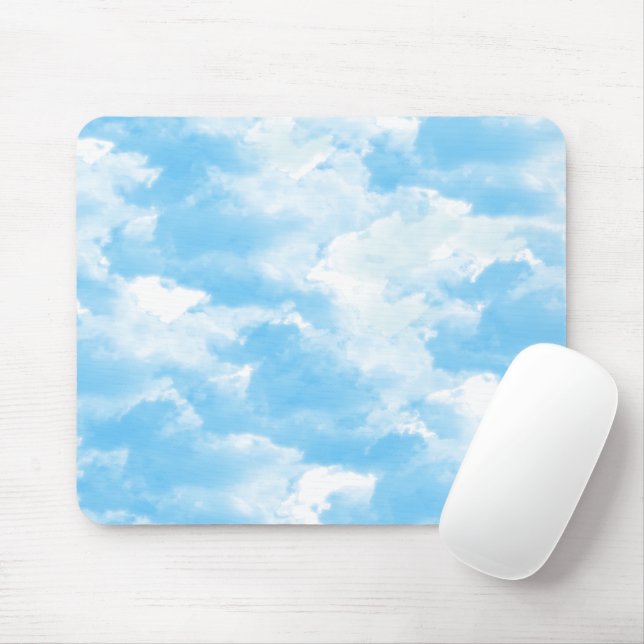 Blue Sky Clouds Mouse Pad (With Mouse)