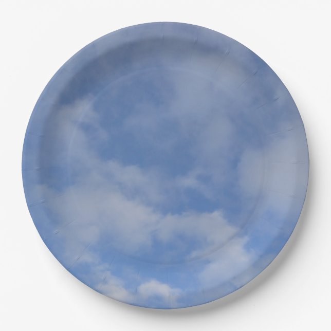 Blue Sky Clouds Paper Plate (Front)