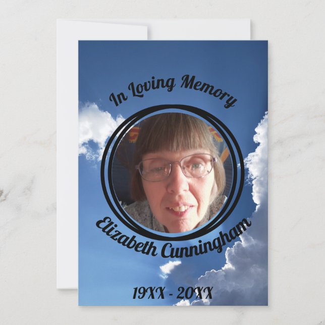 Blue Sky Clouds Sun Rays Memory Poem Photo Invitat Invitation (Front)