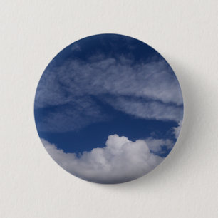 blue sky cool clouds 2 inch round button