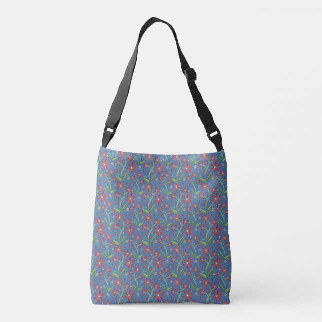 Blue Sky | Dancing Watercolor Daisies Crossbody Bag (Back)