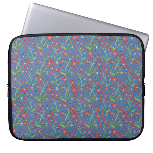 Blue Sky | Dancing Watercolor Daisies Laptop Sleeve (Front)