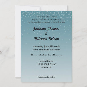 Blue Sky Falling Stars Wedding Invitation