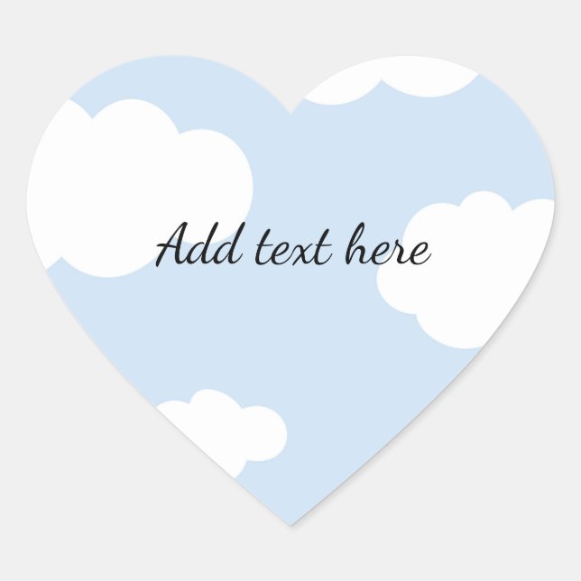 Blue Sky, Fluffy White Clouds Template Heart Sticker (Front)