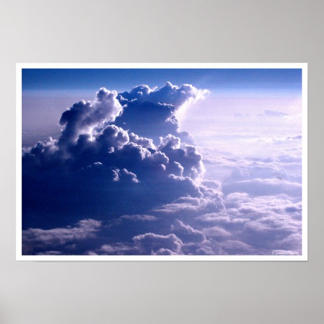 Blue Sky Flying Through Clouds Poster (Front)