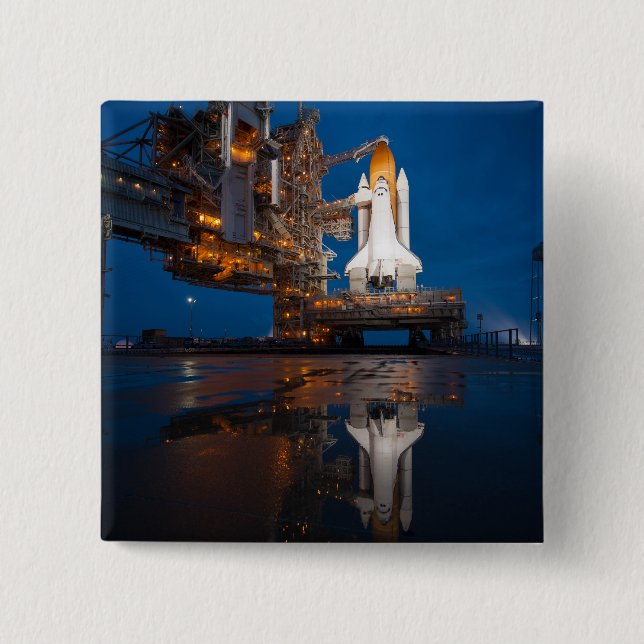 Blue Sky for Space Shuttle Atlantis Launch 2 Inch Square Button (Front)