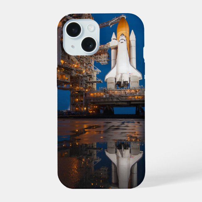 Blue Sky for Space Shuttle Atlantis Launch iPhone 15 Case (Back)