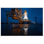 Blue Sky for Space Shuttle Atlantis Launch Photo Sculpture Magnet<br><div class="desc">Rain-washed twilight bathed the scene in a cool, ethereal light. The last traces of the storm lingered in the sky, vast and a deep, calming blue. Puddles on the launchpad reflected the soft glow of the Space Shuttle, its belly lit with an intricate dance of white lights. A hushed anticipation...</div>
