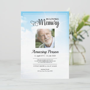 Blue sky Funeral order of service Invitation